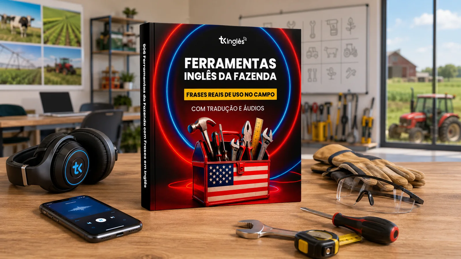 Livro em sala de treinamento agrícola